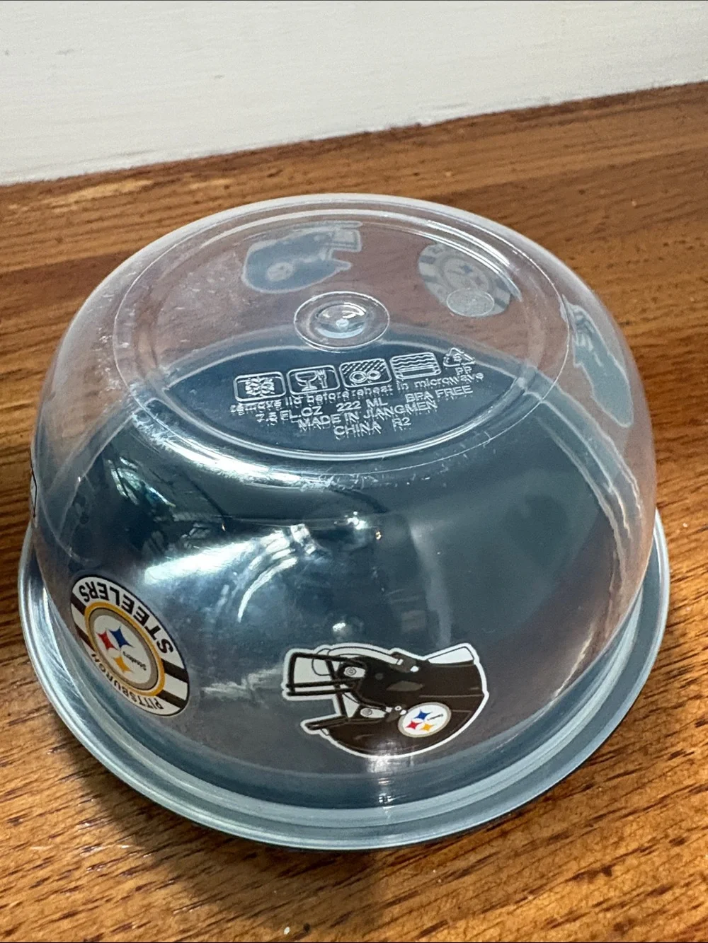 2 Pittsburgh Steelers Clear Small Snack Bowls with Black Lids